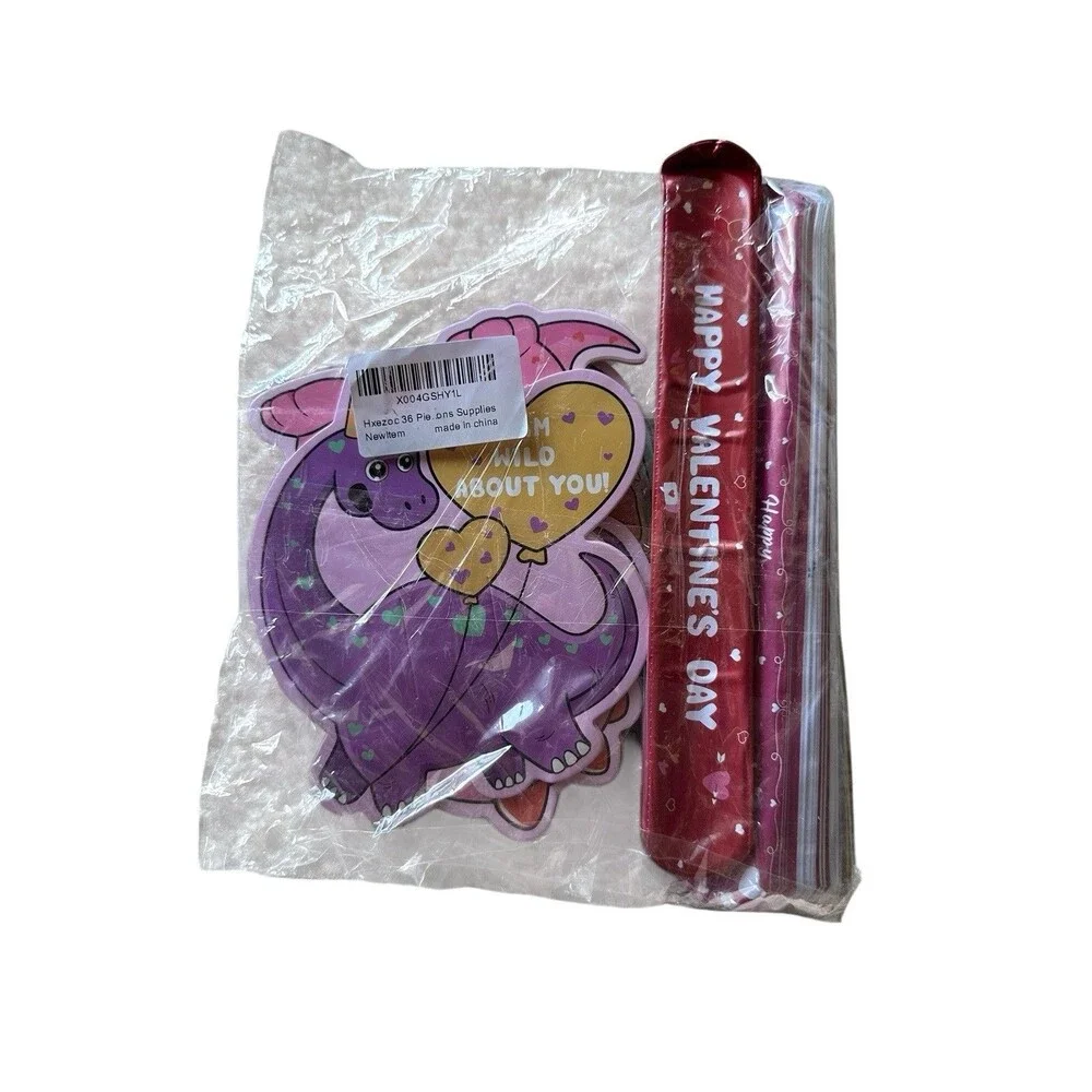 Valentine's Day Dinosaur Card Set 36 Cards w/ 36 Slap Bracelets